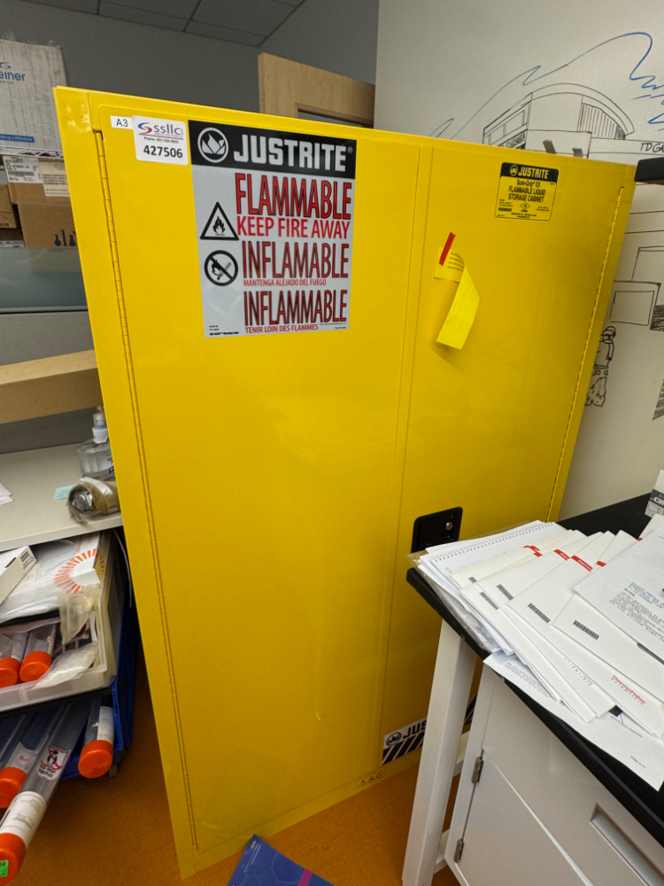 Image of Justrite Flammable Liquid Storage Cabinet 45 Gallon Double Door